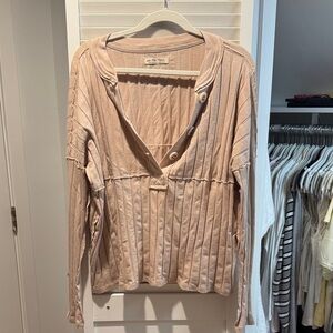 We The Free Beige Button-Down Shirt